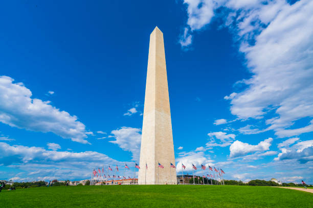 istock washington dc,Washington monument on sunny day with blue sky background. 974697786