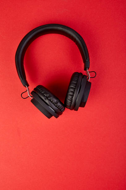 istock Black Headphones. Flatl lay 974705458