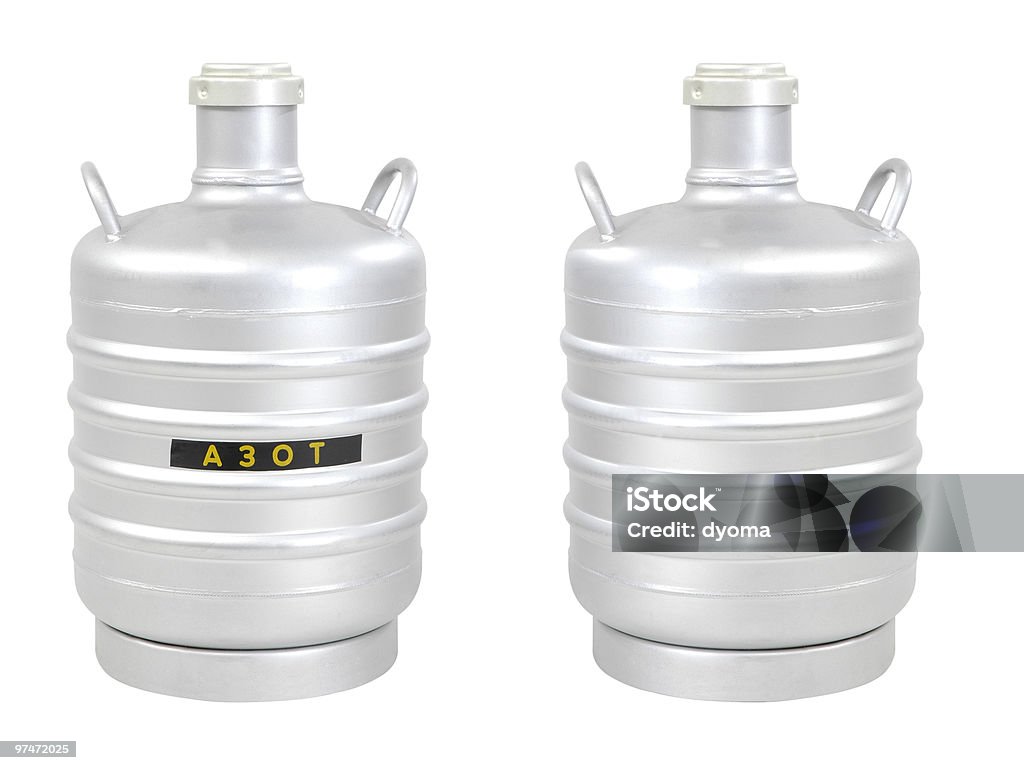 Behälter Flüssiger Stickstoff, isoliert auf weiss - Lizenzfrei Behälter Stock-Foto