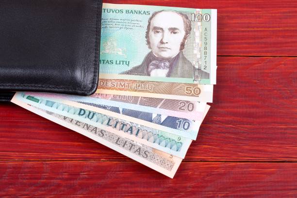 istock Money from Lithuania in the black wallet 974725340