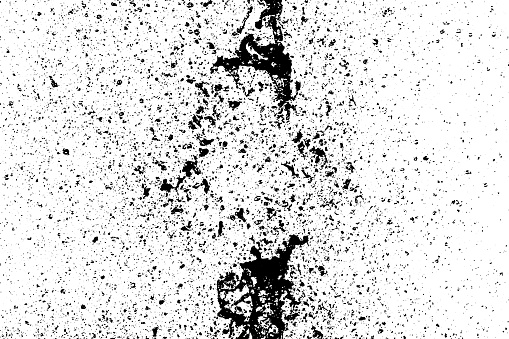 Speckle black vector texture overlay. Grit or grain and blots isolated on white background. Flecked backdrop.