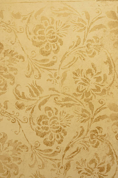 istock Yellow and brown color hand painted wall 97473415