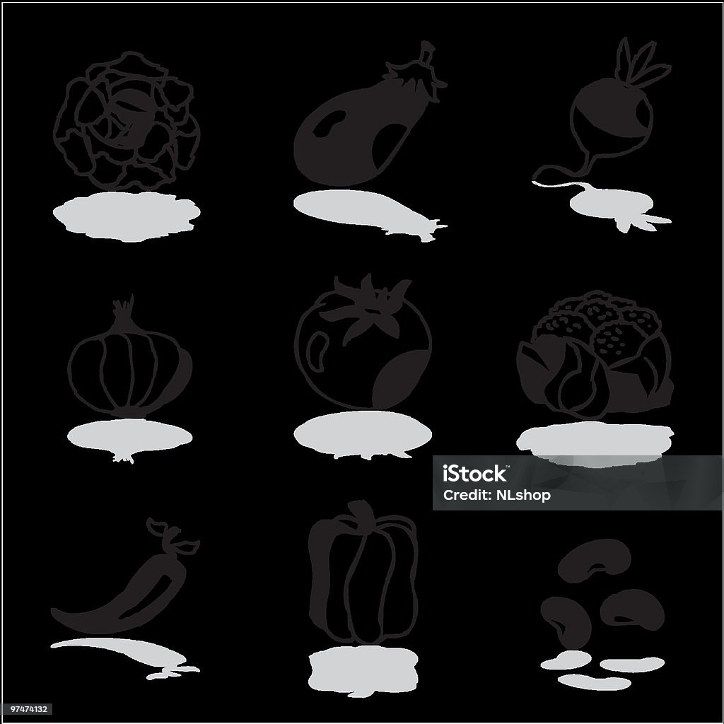 Овощи икона набор 1 - Векторная графика Баклажан роялти-фри