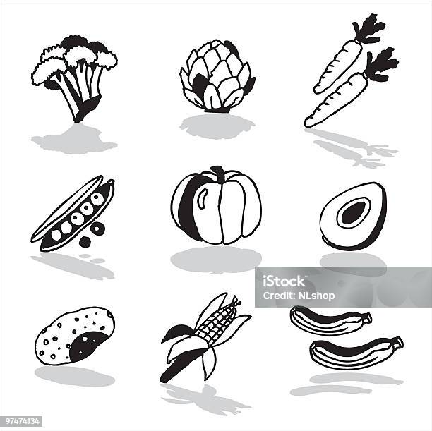 Ilustración de Verduras Icon Set 2 y más Vectores Libres de Derechos de Aguacate - Aguacate, Alcachofa, Alimento