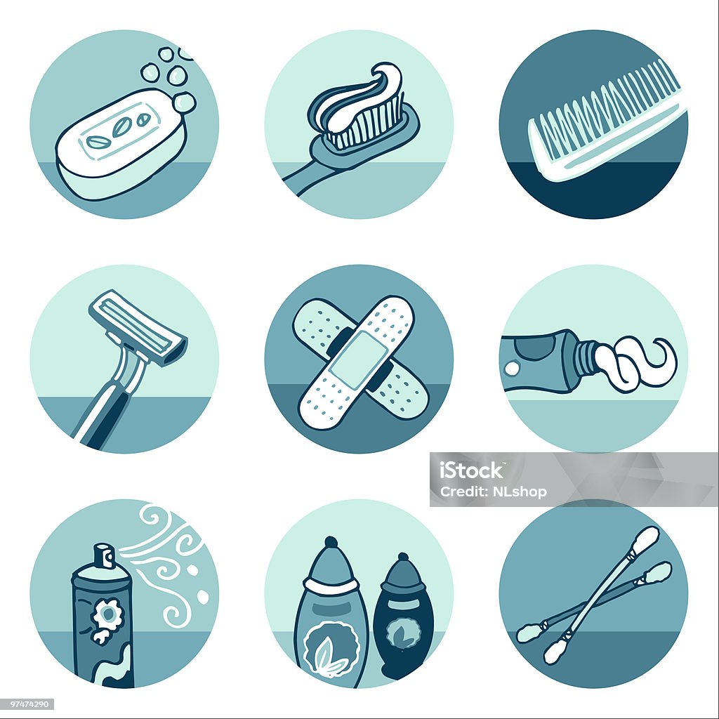 Bathroom icons set  Adhesive Bandage stock vector