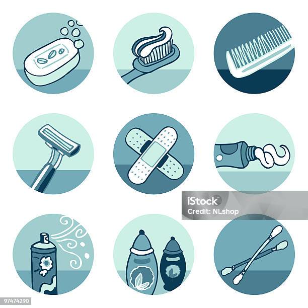 Bathroom Icons Set Stock Illustration - Download Image Now - Adhesive Bandage, Bandage, Bar Of Soap