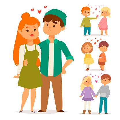 Couple in love vector characters togetherness happy smiling people romantic woman amorousness together adult relationship. Female lifestyle beautiful happiness couple in love characters.