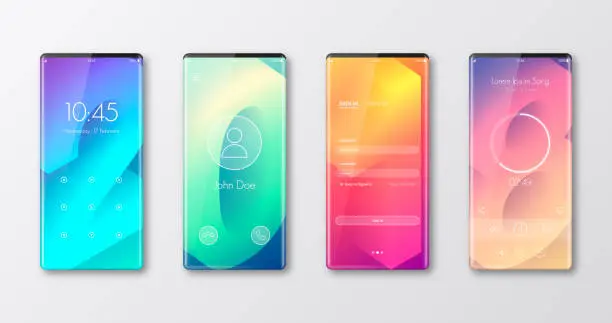 Vector illustration of Modern smartphone templates isolated on white - UI and trendy backgrounds