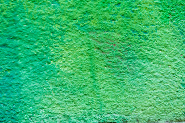 close-up view of bright green weathered wall textured background