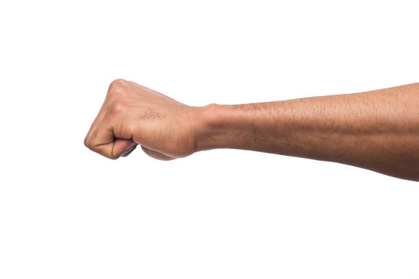 istock Male black fist isolated on white background 974755126