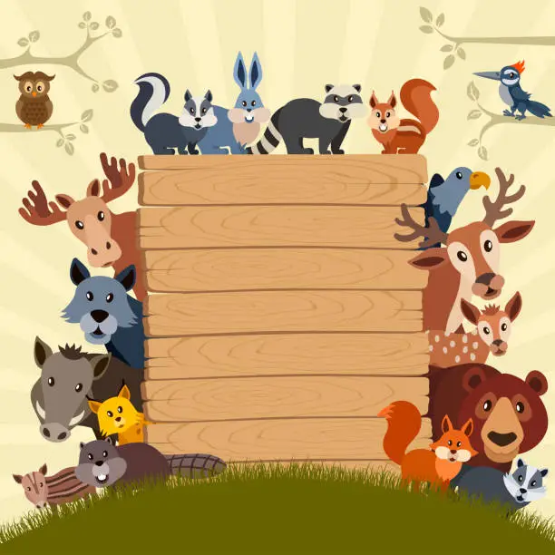 Vector illustration of Animal Theme Birthday Party Invitation