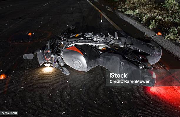Motorcycle Crash Stock Photo - Download Image Now - Motorcycle, Crash, Misfortune