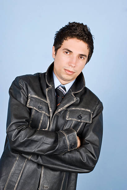 istock Modern business man in leather jacket 97477791