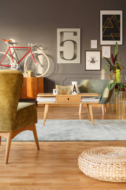istock Retro green and gray room 974785926
