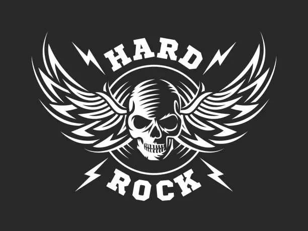 Vector illustration of Skull and wings for hard rock illustration