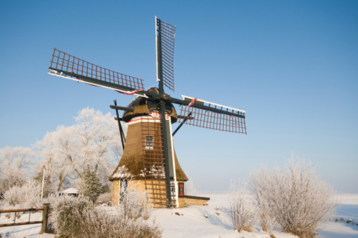 Mill on the island of Saaremaa in winter, Estonia