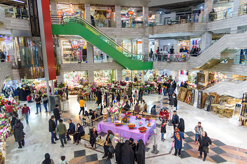 Tabriz, East Azerbaijan province, Iran - March 15, 2018: Interior of Shams Tabrizi Bazaar, shopping mall in