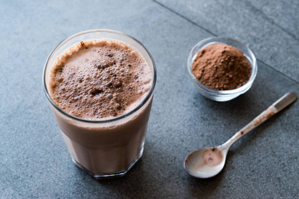 istock Chocolate Protein Shake Smoothie with Whey Protein Powder 974814226