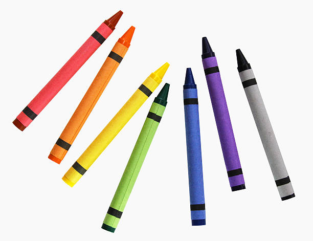 lápis isolado no branco material escolar colorido brilhante - color image photography crayon art imagens e fotografias de stock