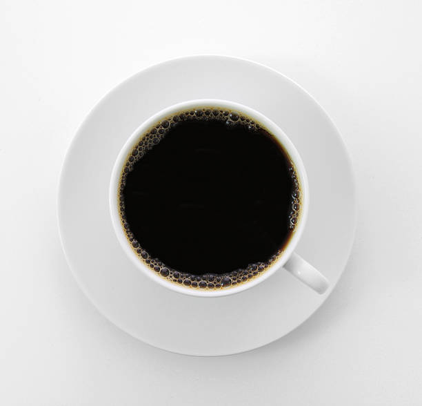 istock Fresh Brewed Black Coffee in White Cup Isolated Top View 97482142