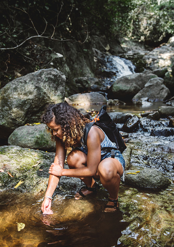 Woman enjoying an outdoor trip