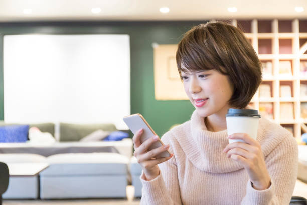 A woman relaxing at a cafe
