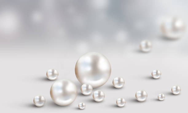 Many Scattered White Pearls On Blue And White Cloudy Blur Background Stock  Illustration - Download Image Now - iStock