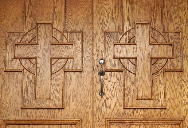 istock Crosses on door 97485479