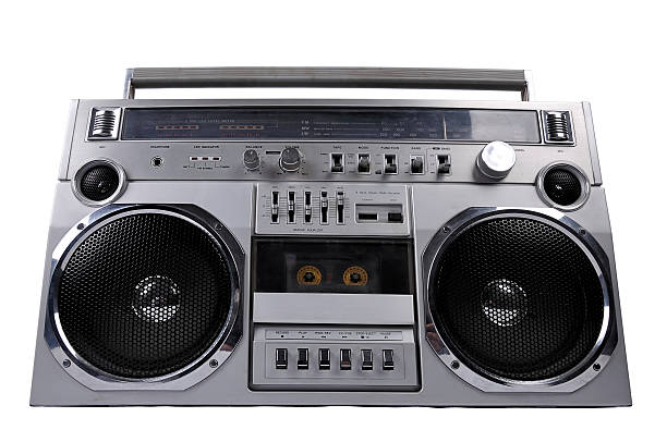 istock 1980s Silver radio boom box isolated on white 97485688