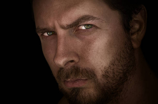 Man with mysterious eyes stock photo