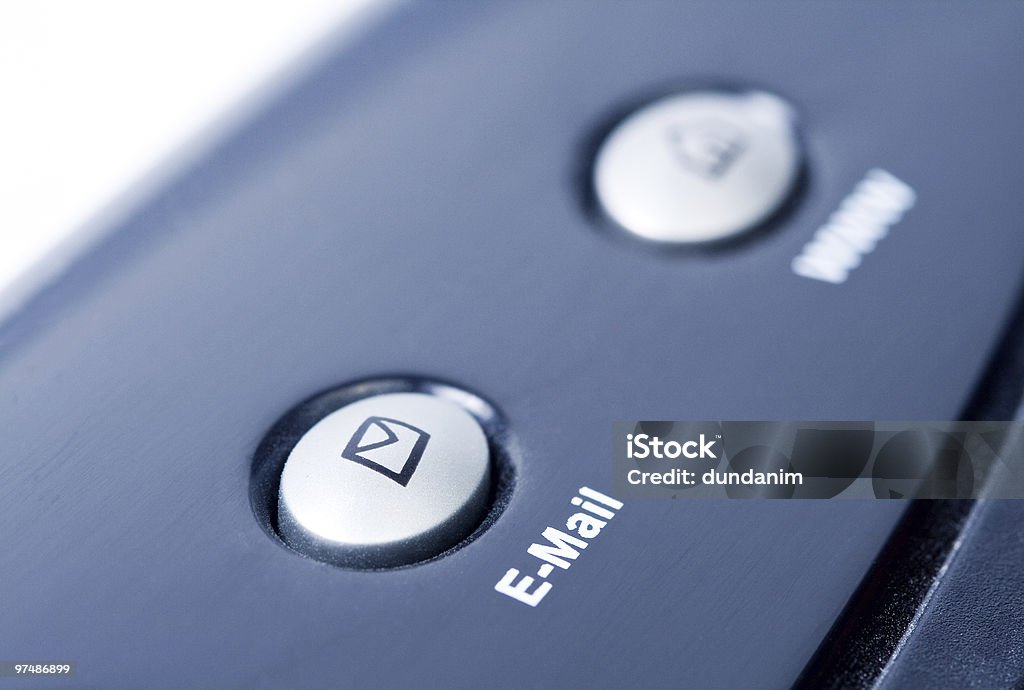 Internet concept - email button on laptop keyboard  Blue Stock Photo