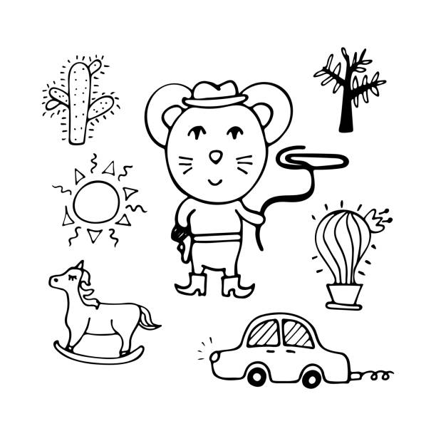 Ilustración de En Blanco Y Negro Ratón Vaquero Con Un Lazo Y Un Sombrero y más Vectores Libres de Derechos de Adulto - iStock Ilustración de En Blanco Y Negro Ratón Vaquero Con Un Lazo Y Un Sombrero y más Vectores Libres de Derechos de Adulto - iStock