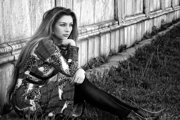 istock Sad alone pensive woman outdoor 97487625