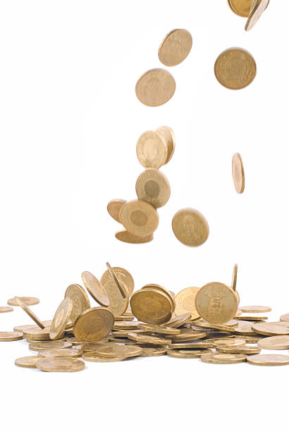 istock earning money concept, falling golden coin 97487669