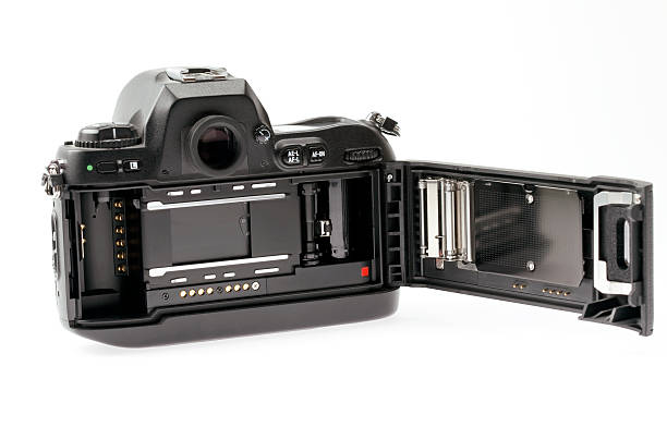 istock 35mm SLR with film door open 97487675