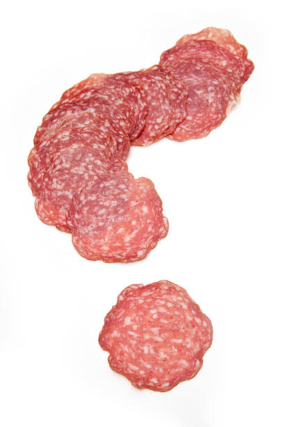 istock Salami Milano slices isolated on a white background. 97489497