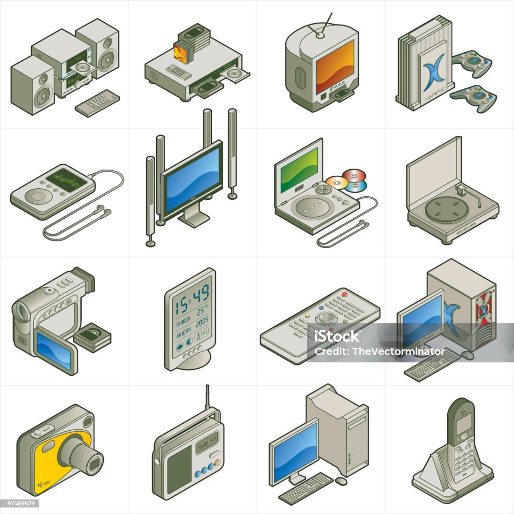 Elementi di Design p. 15 "uso domestico Electronics - arte vettoriale royalty-free di Altoparlante - Hardware audio