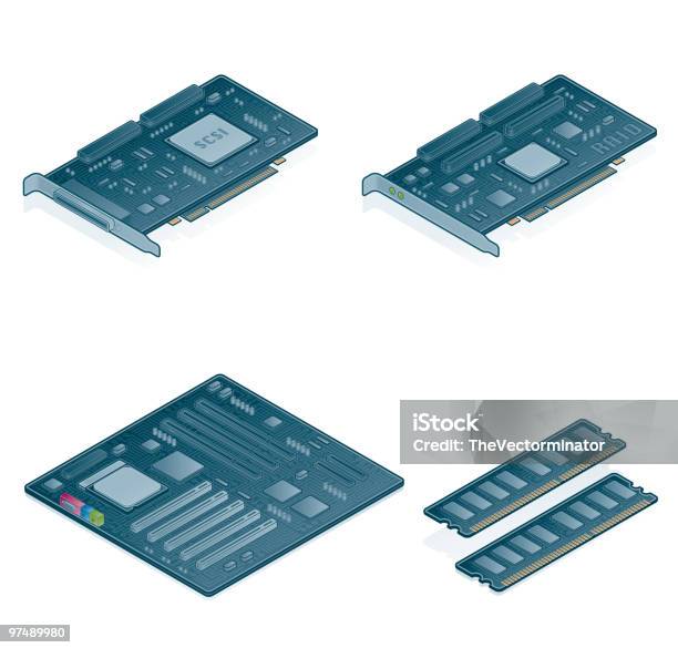 コンピューターハードウェアのアイコンを設定しますデザイン要素 - 3Dのベクターアート素材や画像を多数ご用意 - 3D, RAM, SCSIプラグ