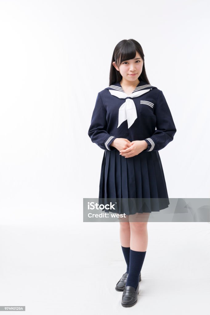 A girls student in a sailor suit Full Length Stock Photo