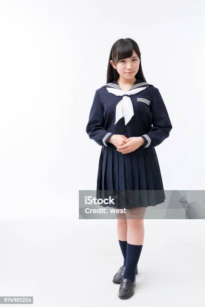 A Girls Student In A Sailor Suit Stock Photo - Download Image Now - Full Length, Girls, Japanese Ethnicity