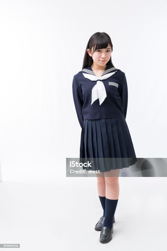 A girls student in a sailor suit Full Length Stock Photo