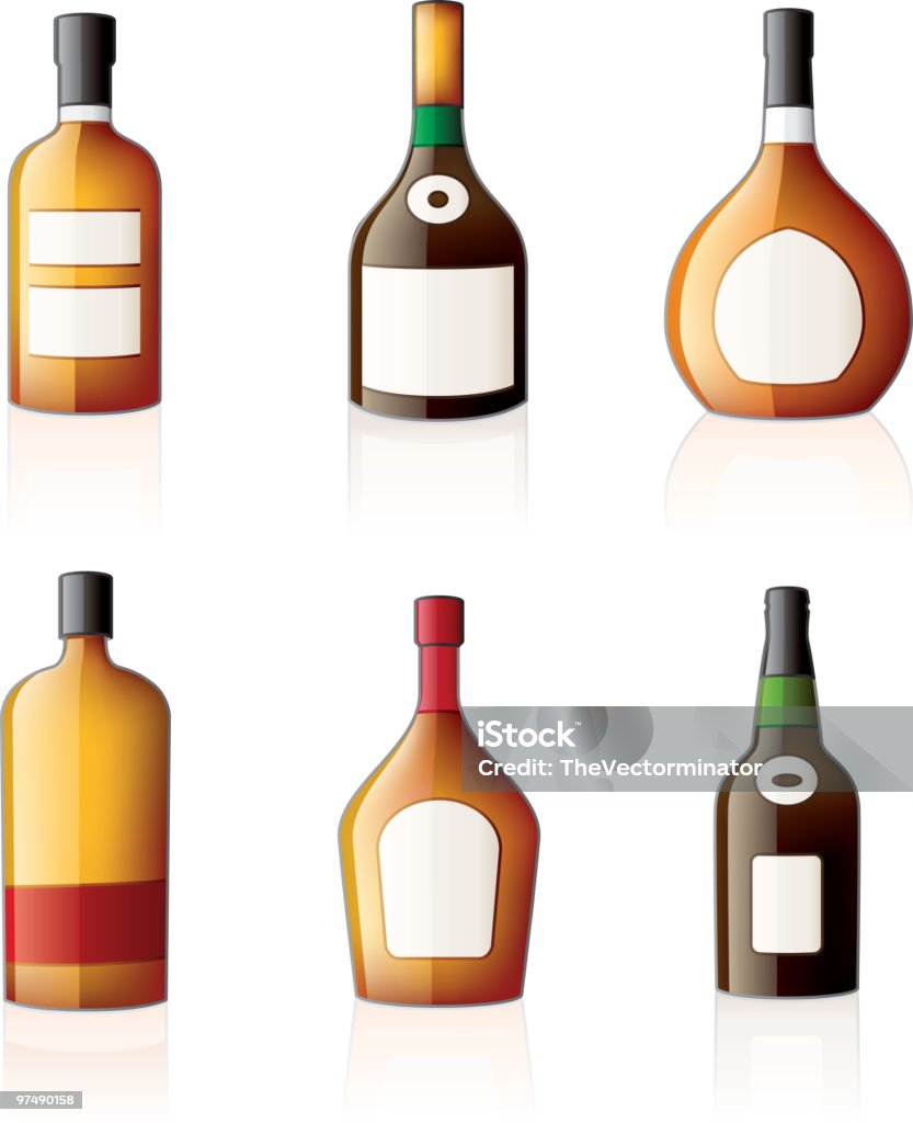 Icone Set di bottiglie di bevande alcoliche - arte vettoriale royalty-free di Alchol