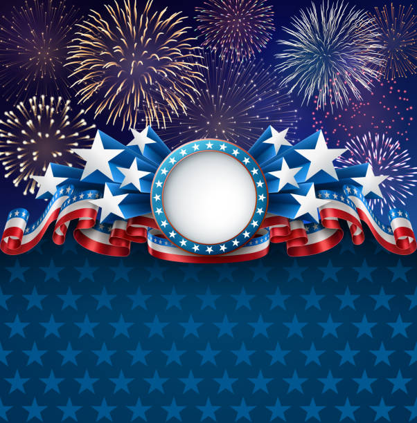 amerikanischen hintergrund mit feuerwerk - traditional culture flash stock-grafiken, -clipart, -cartoons und -symbole