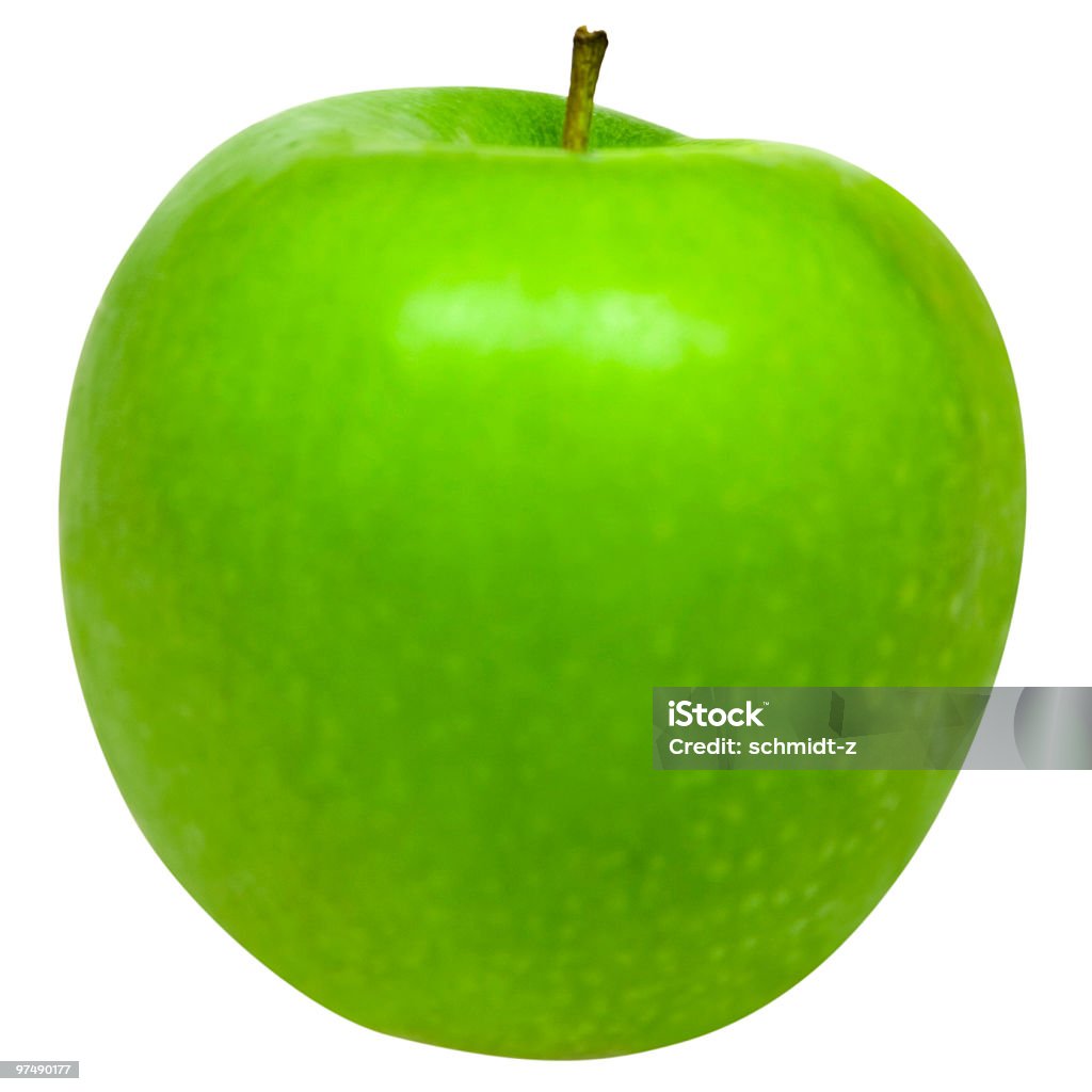 Manzana verde Aislado en blanco con trazado de recorte - Foto de stock de Alimento libre de derechos