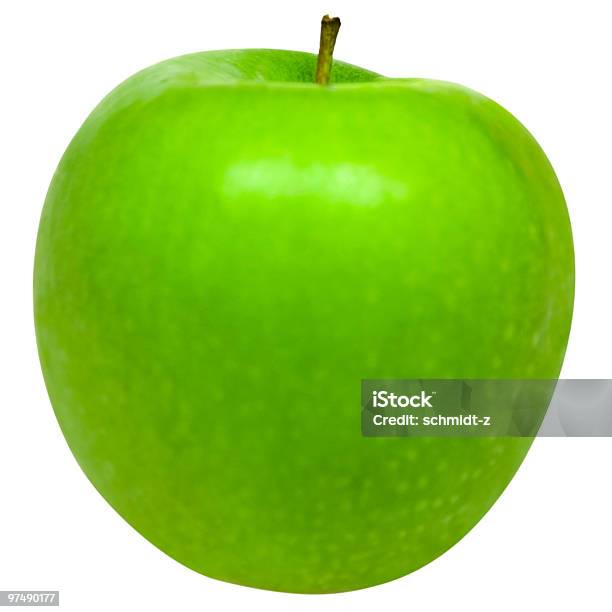 Manzana Verde Aislado En Blanco Con Trazado De Recorte Foto de stock y más banco de imágenes de Alimento
