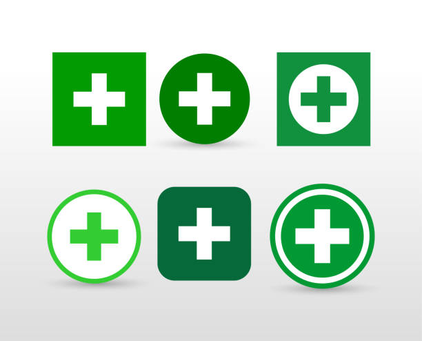 istock Set of Green Cross icon. Vector illustration. Isolated on white background 974917442