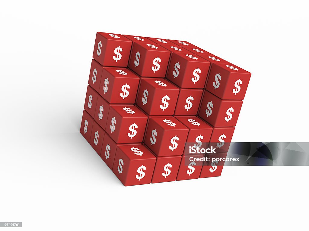 Cubi con Simbolo del dollaro - Foto stock royalty-free di A forma di blocco