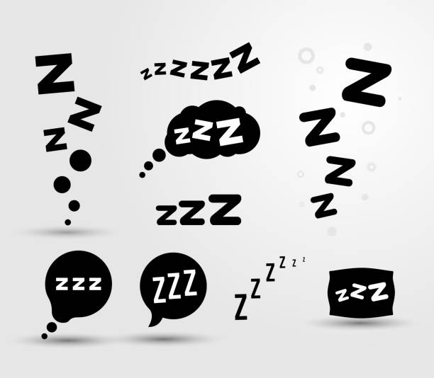 ilustraciones, imágenes clip art, dibujos animados e iconos de stock de conjunto de icono de sueño zzz. gráfico de ilustración vectorial. aislado sobre fondo blanco - sleeping