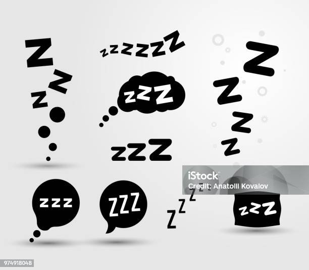 Set Of Zzz Sleep Icon Vector Illustration Graphic Isolated On White Background Stock Illustration - Download Image Now