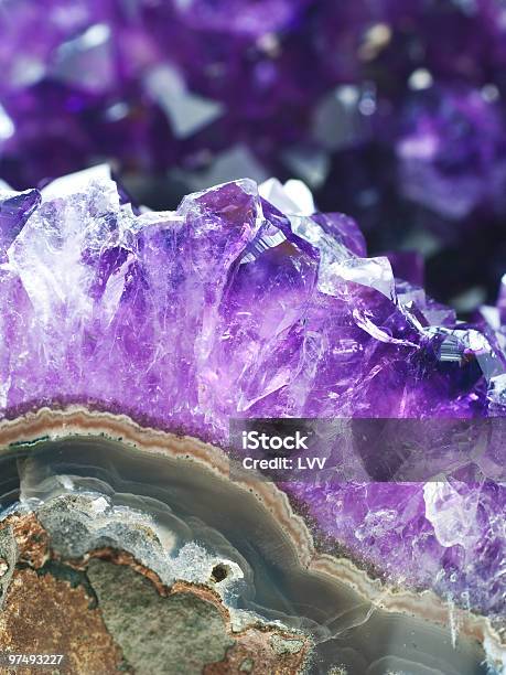 Amethyst Druse Over Agate Rock Stock Photo - Download Image Now - Abstract, Agate, Amethyst